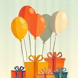 Icon für Kindergeburtstage mit Luftballons und Geschenken
